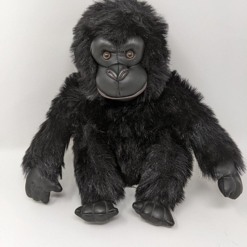 Pier1 Imports Black Gorilla Stuffed Animal Plush Toy 10"